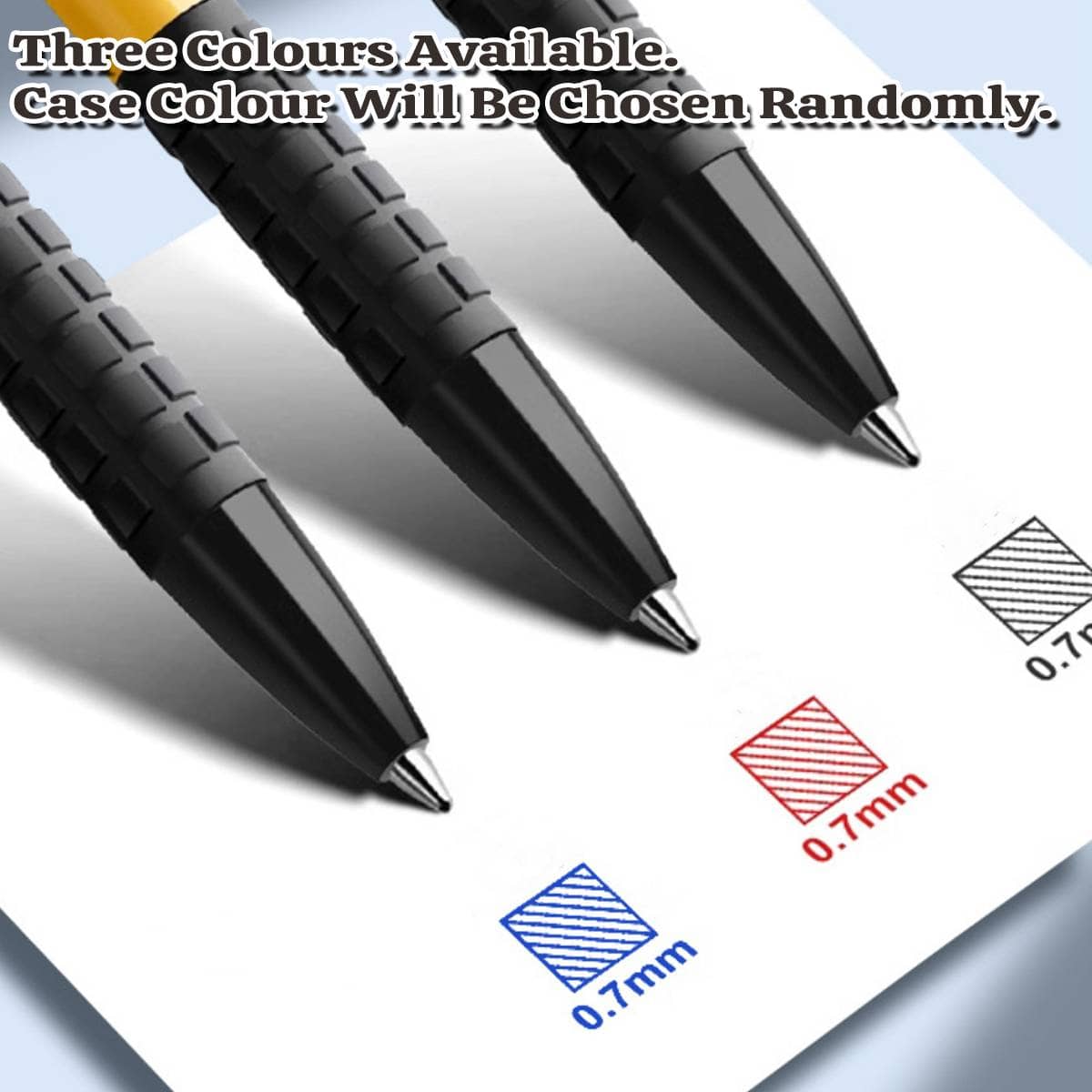 Push Button Ballpoint Pens with Rubber Grip, Pack of 15 (Black, Blue and Red Ink) - view 5