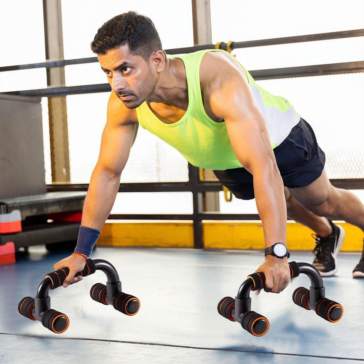 Push-Up Bars with Non-Slip Foam Grips, Pair - Orange - view 13
