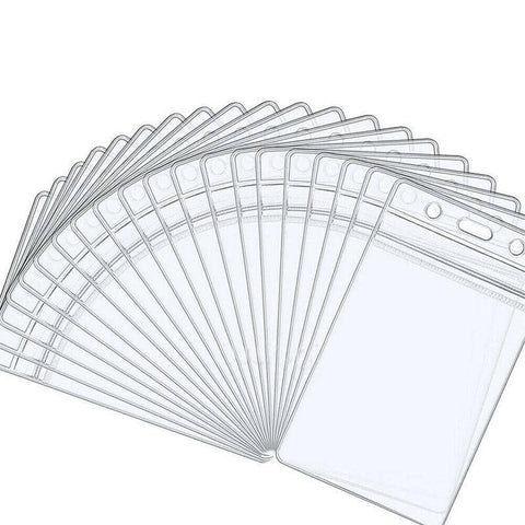 PVC Badge Card Holder with Lanyard Strap - Clear PVC, Pack of 20