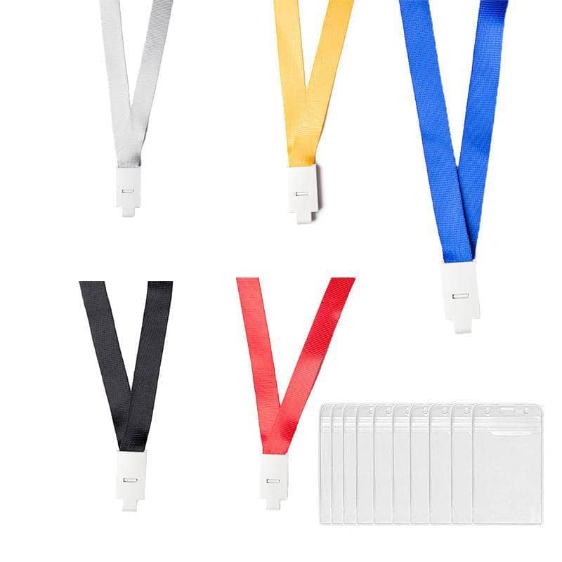 PVC Badge Card Holder with Lanyard Strap - Grey and White, Pack of 20 - view 3