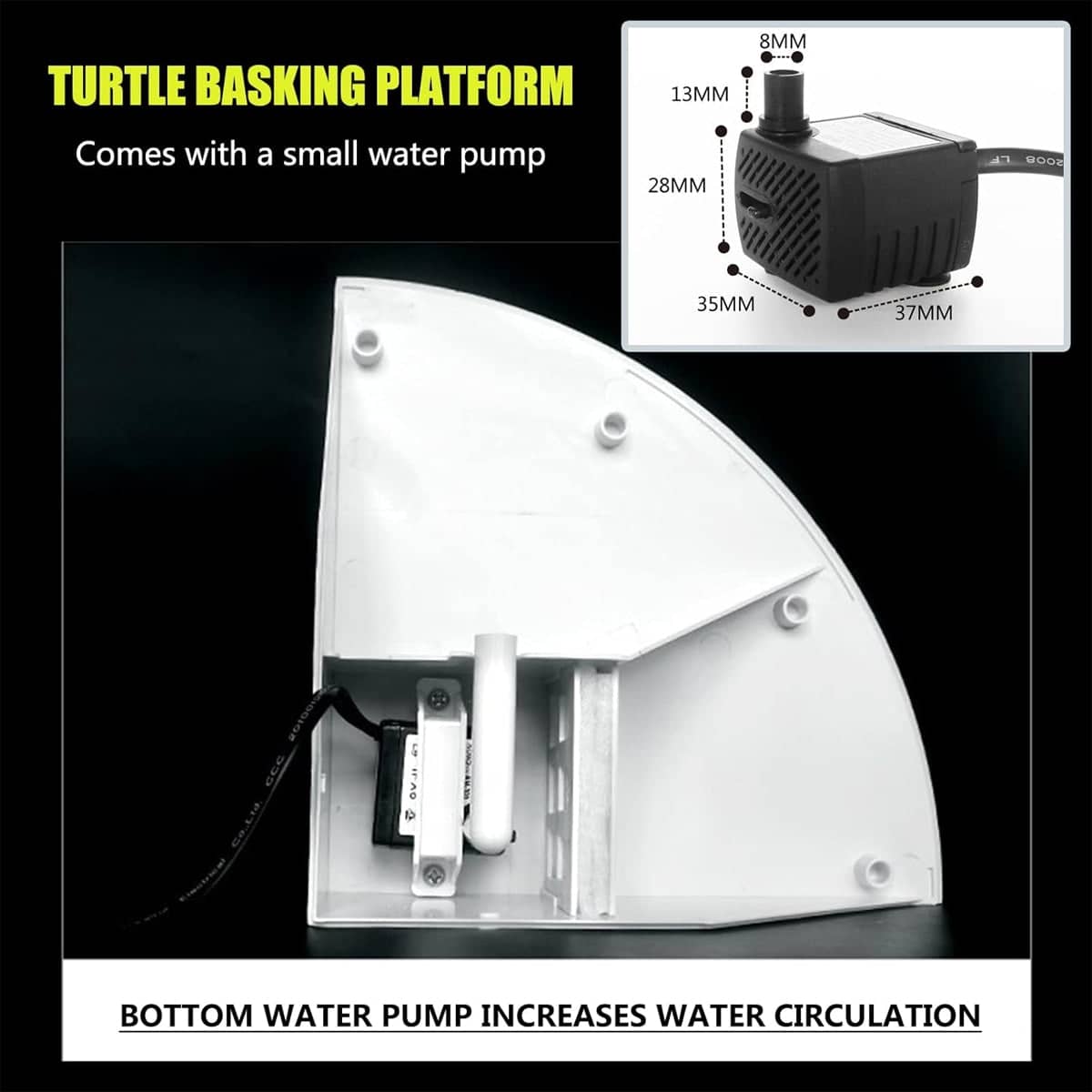 Quarter Round Corner Turtle Basking Platform with Ramp White - view 4