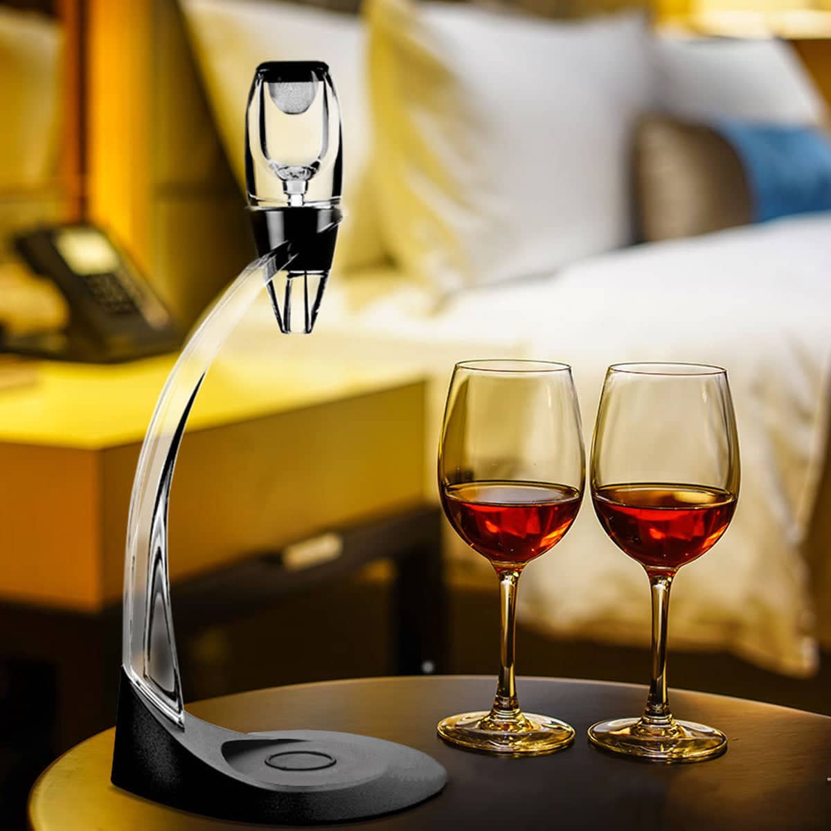 Quick Aeration Wine Decanter, 33 cm, Clear Plastic and Steel Mesh - view 4