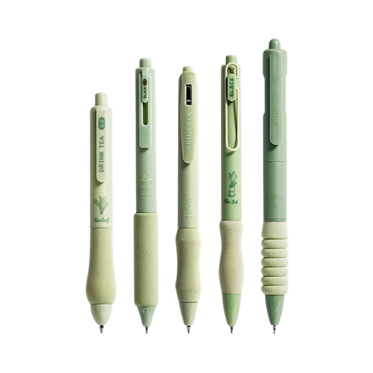 Quick Dry Ballpoint Pens - Green, Pack of 5