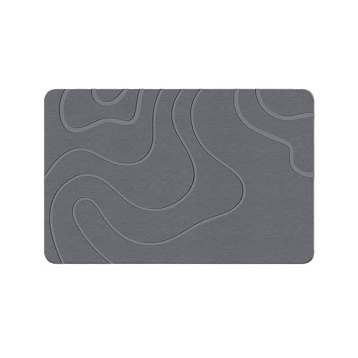 Quick Drying Absorbent Bathroom Floor Mat Non Slip with Wave Texture - Grey