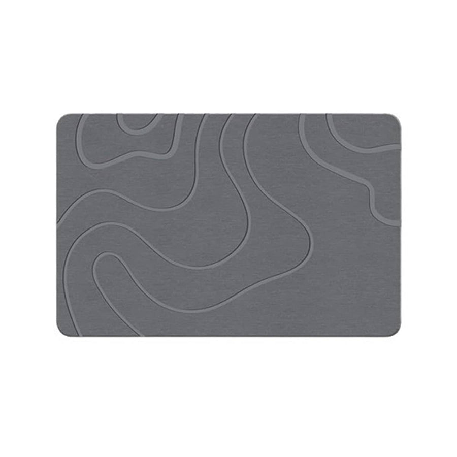 Quick Drying Absorbent Bathroom Floor Mat Non Slip with Wave Texture - Grey