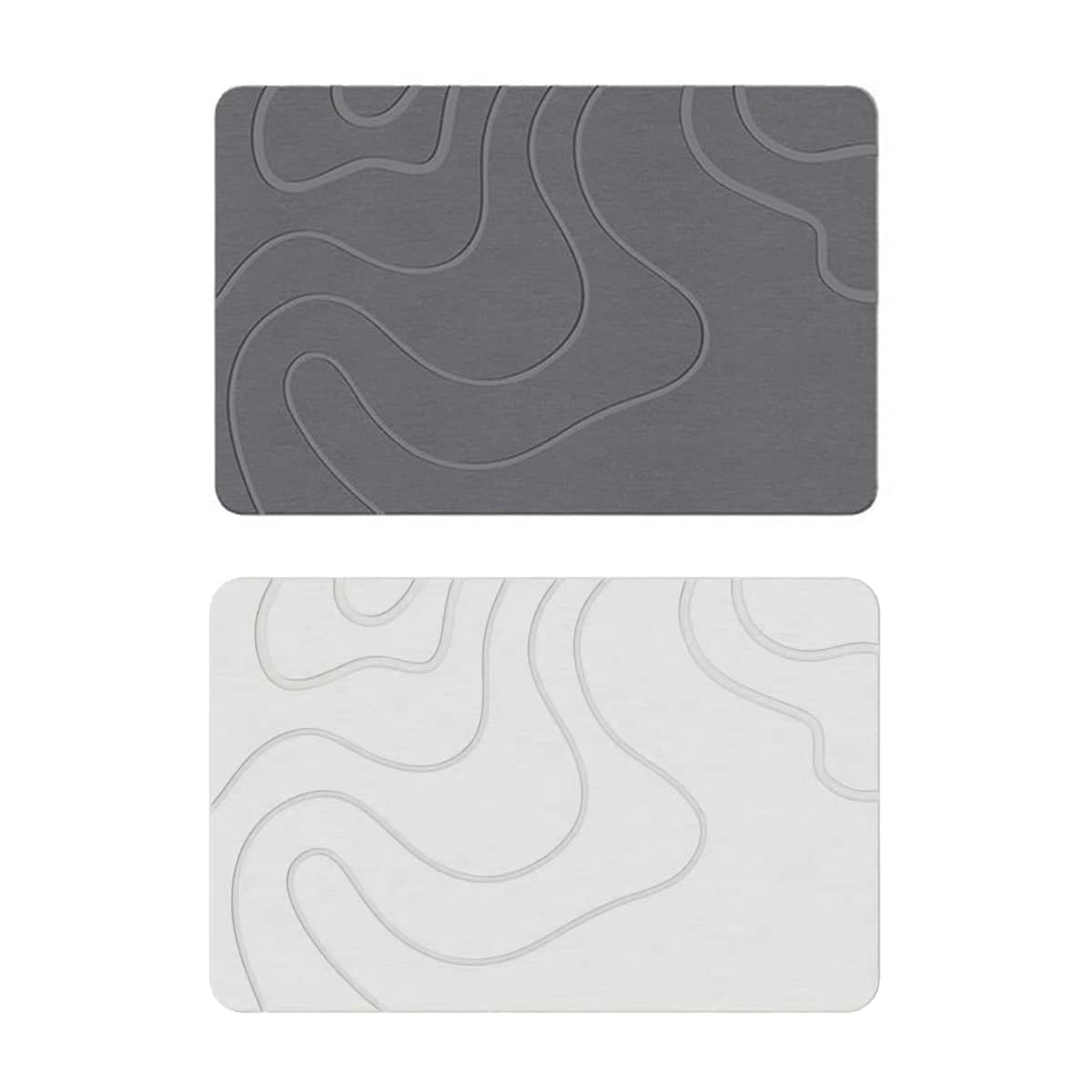 Quick Drying Absorbent Bathroom Floor Mat Non Slip with Wave Texture - Grey - view 3
