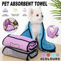 Quick-Drying Pet Bath Towel with Hand Pockets, 62 x 23 cm - Grey - view 2