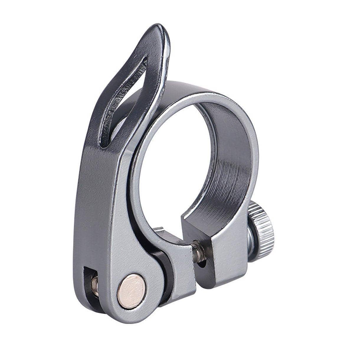 Quick Release Bike Seat Post Clamp, Aluminium Alloy - Silver Grey