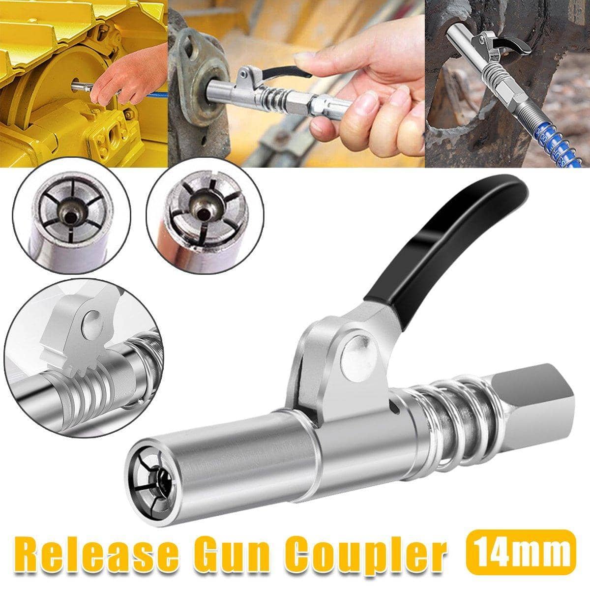 Quick Release Grease Gun Coupler 14 mm - Stainless Steel, 10,000 PSI
