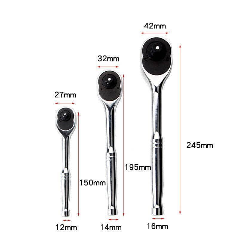 Quick Release Reversible Ratchet Wrench Handle, Chrome Vanadium Steel - 12 x 150 x 27 mm - view 4