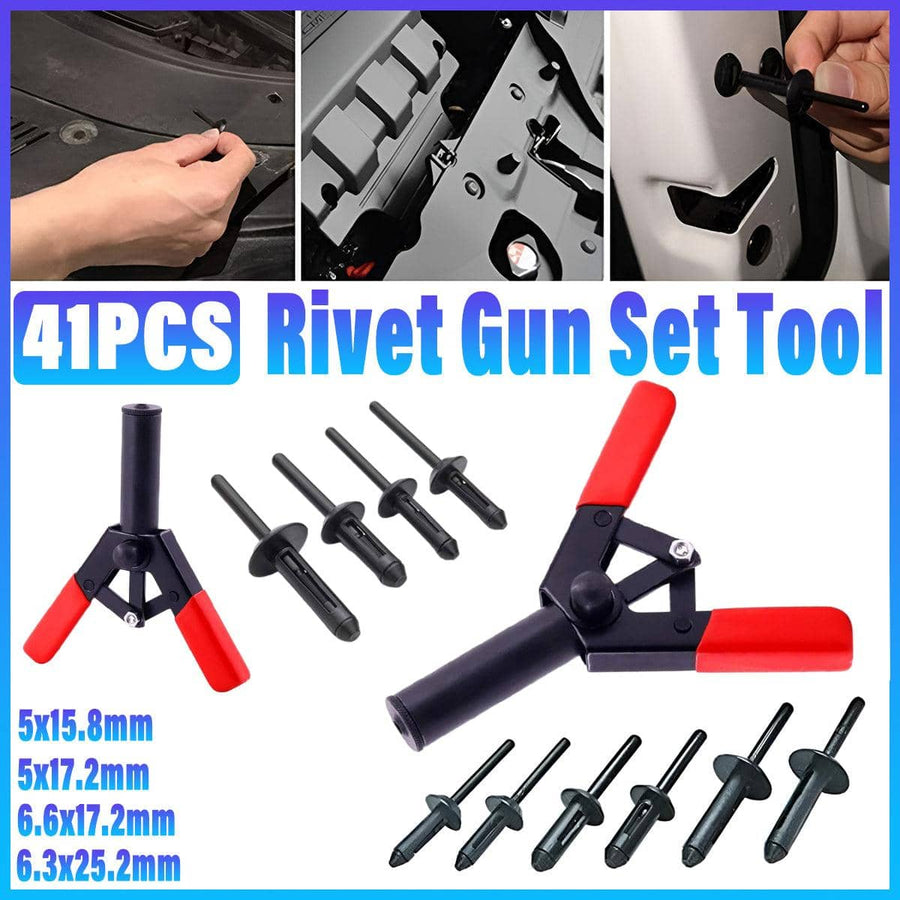 Quick Release Rivet Gun Set, 41 Piece Plastic Rivet Tool Kit
