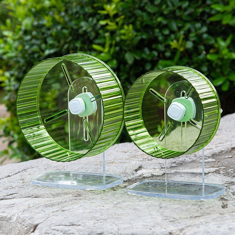 Quiet Hamster Running Wheel with Adjustable Stand - Green, Large 21cm
