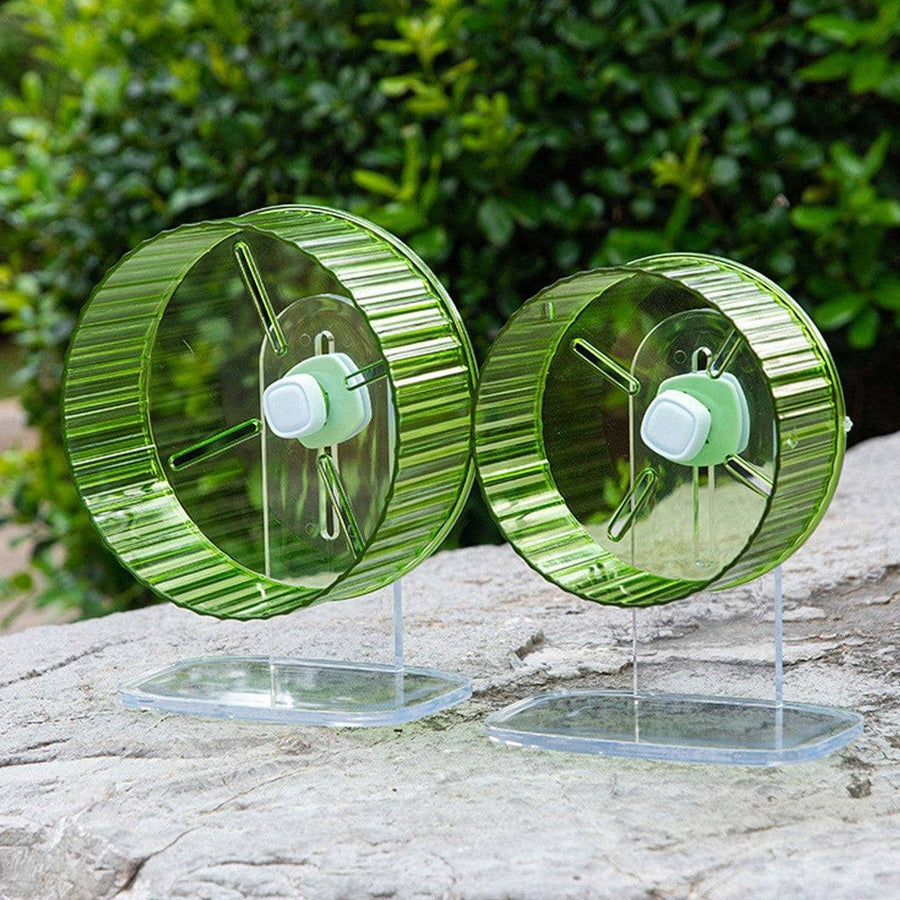 Quiet Hamster Running Wheel with Adjustable Stand - Green, Large 21cm