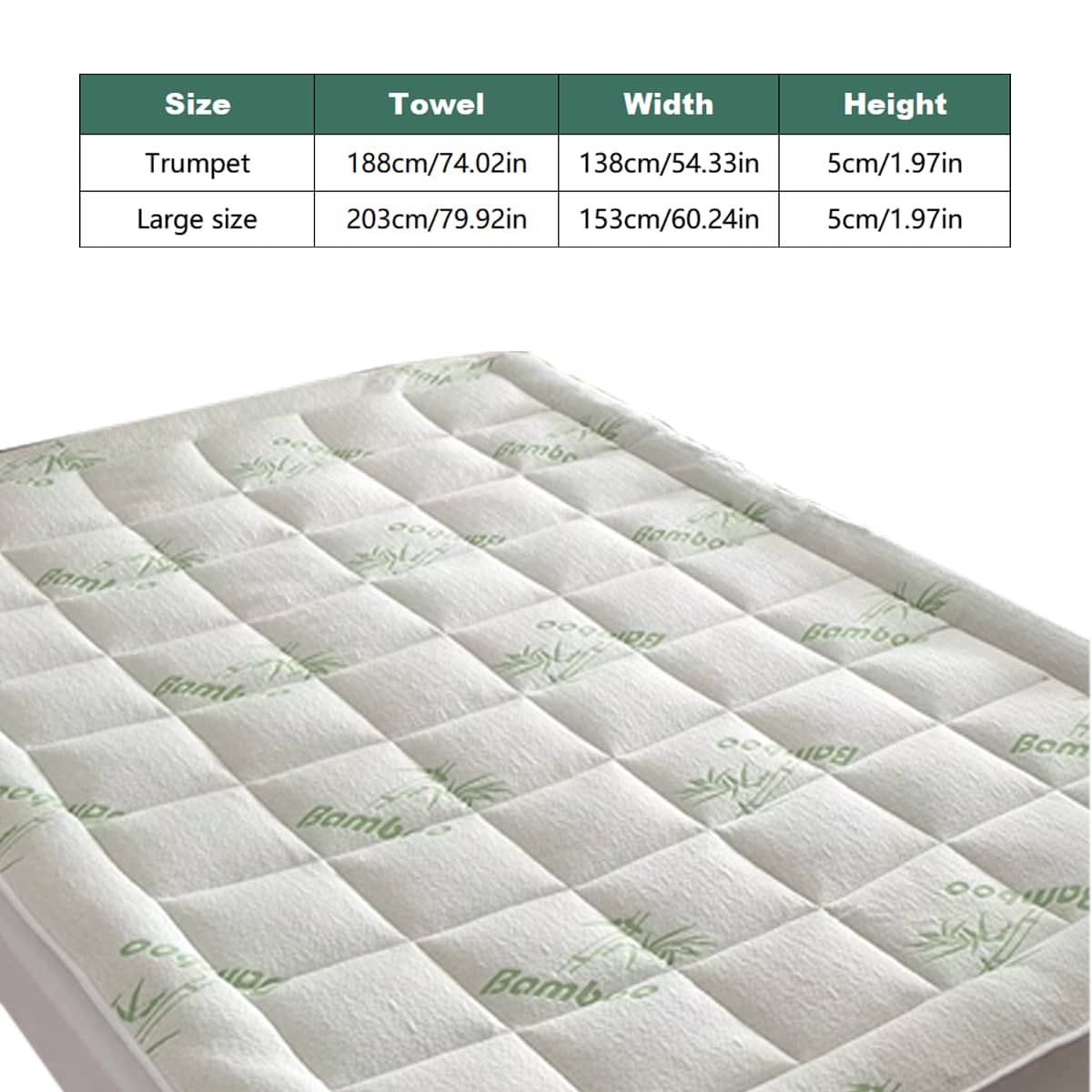 Quilted Bamboo Fibre Mattress Protector - Double (138 x 188cm) - view 3