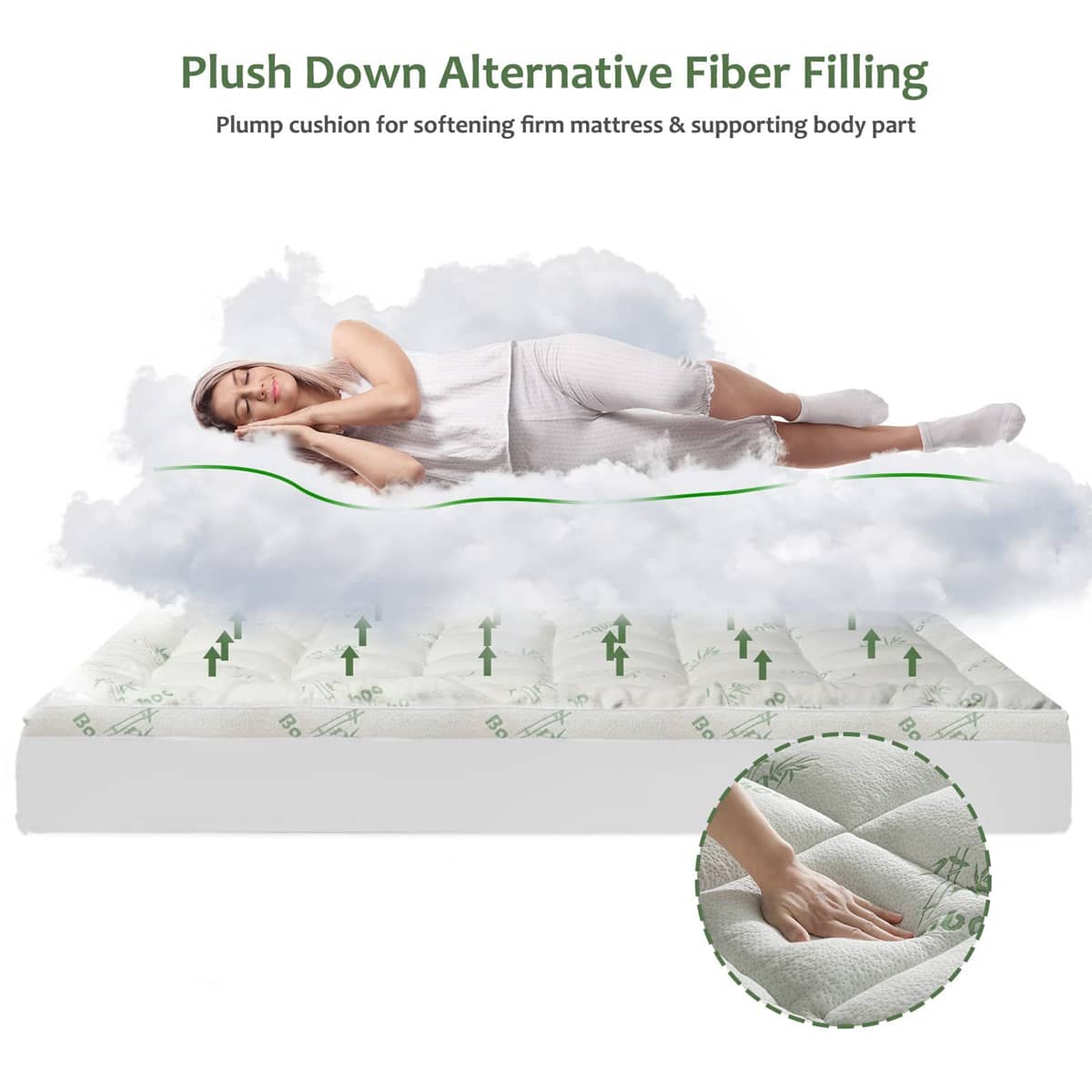 Quilted Bamboo Fibre Mattress Protector - Double (138 x 188cm) - view 4