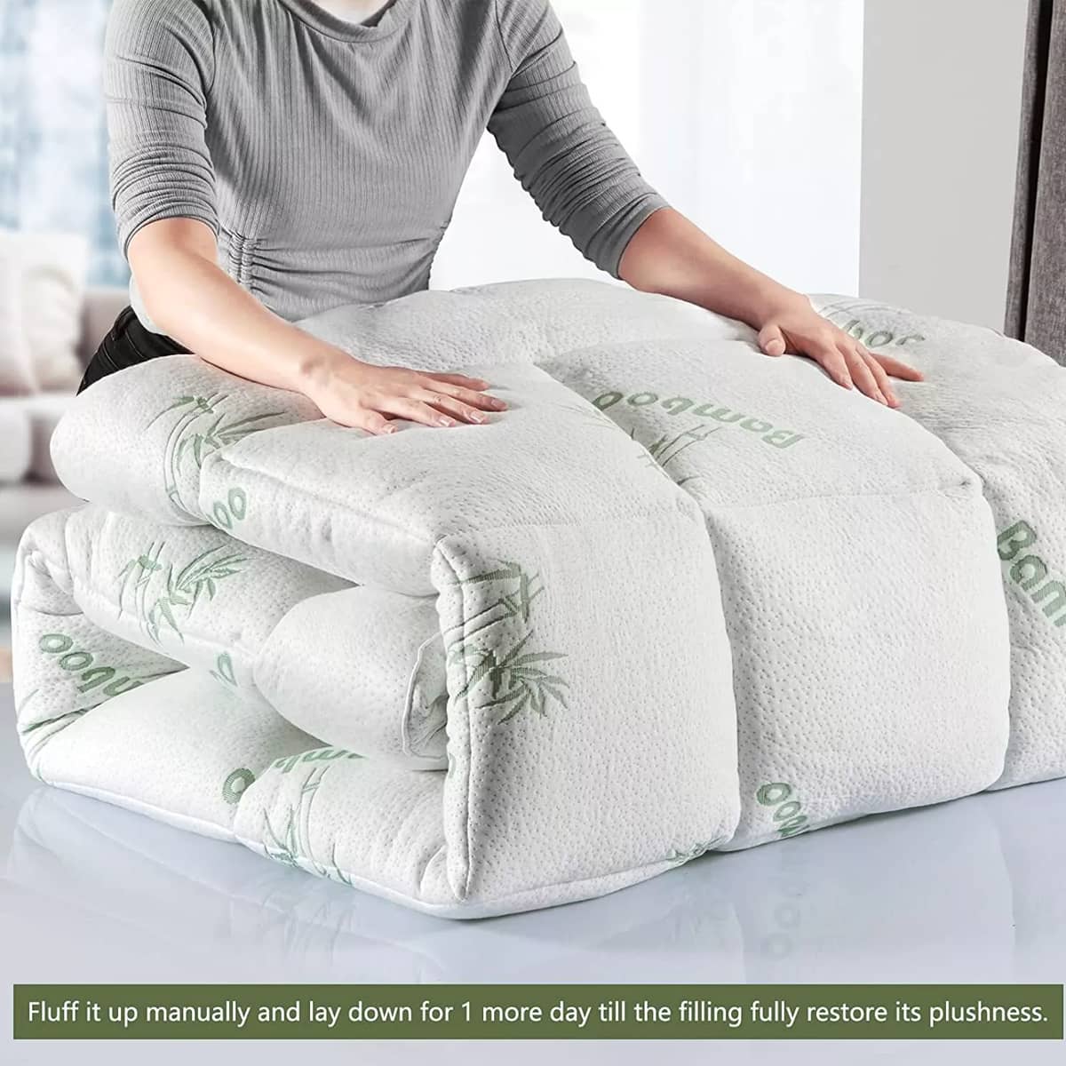Quilted Bamboo Fibre Mattress Protector - Double (138 x 188cm) - view 5