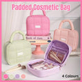 Quilted Cosmetic Bag with Handle, Large Travel Organiser - Lilac Purple - view 2
