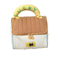 Quilted Cosmetic Bag with Top Handle, Large Capacity - Brown