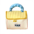 Quilted Cosmetic Bag with Top Handle, Large Capacity - Yellow