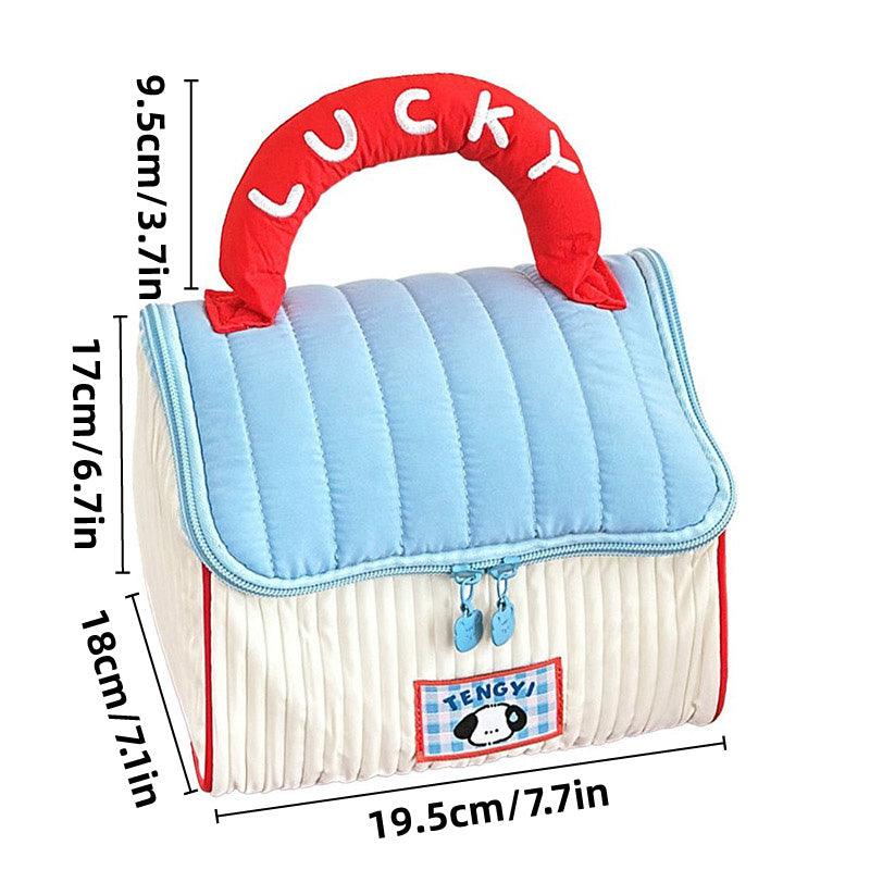 Quilted Cosmetic Bag with Top Handle, Large Capacity - Yellow - view 4