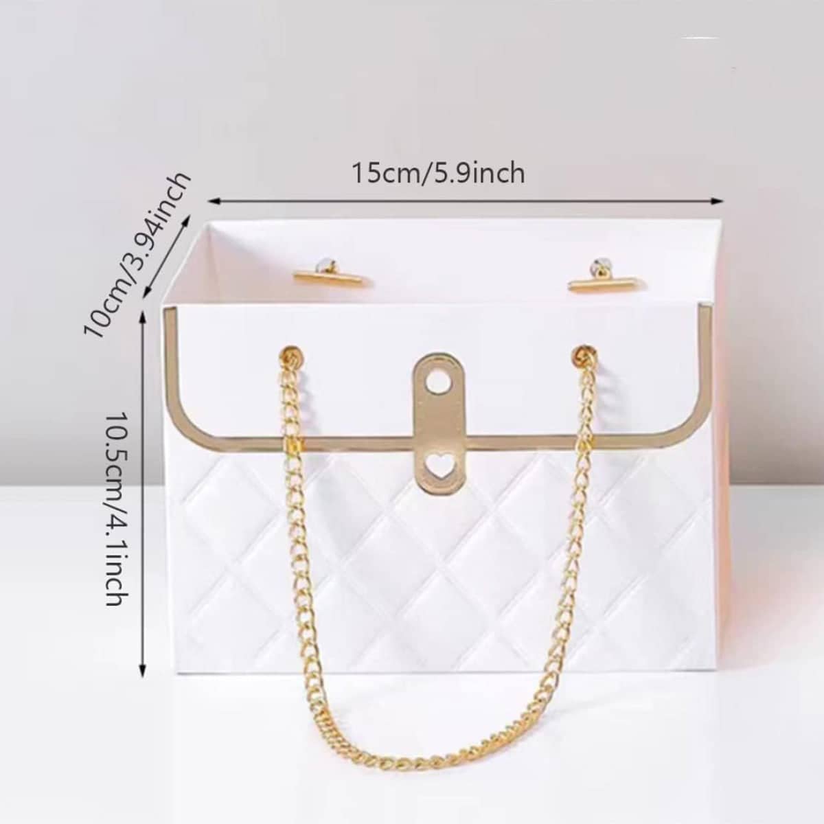 Quilted Handbag Gift Bags with Chain Handle, Pack of 3 - Pink - view 4