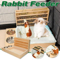 Rabbit Cage Small Animal Feeder Box with Hay Feeder and Litter Pan