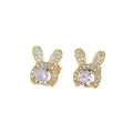 Rabbit Ear Crystal Earrings for Women and Girls - Gold