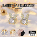Rabbit Ear Crystal Earrings for Women and Girls - Gold - view 2