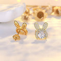 Rabbit Ear Crystal Earrings for Women and Girls - Gold - view 3