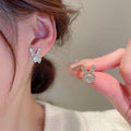 Rabbit Ear Crystal Earrings for Women and Girls - Gold - view 5