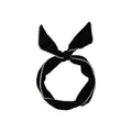 Rabbit Ears Wire Headband Velvet Hair Band with Pearl Trim - Black