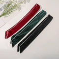 Rabbit Ears Wire Headband Velvet Hair Band with Pearl Trim - Dark Green - view 5