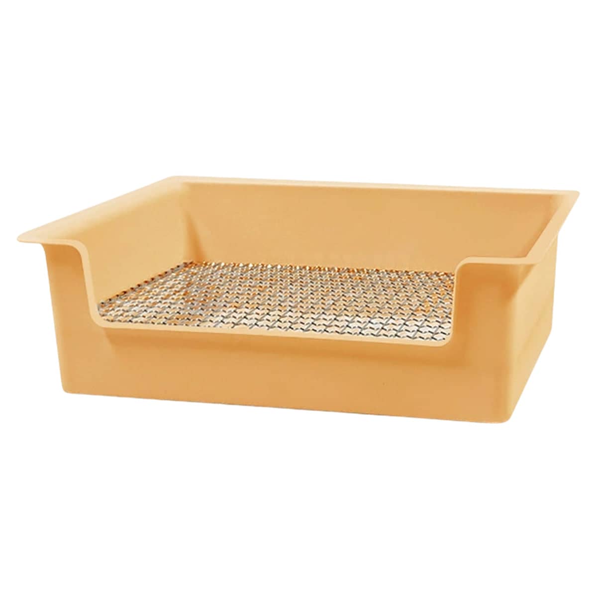 Rabbit Litter Tray with Stainless Steel Grate - Light Orange