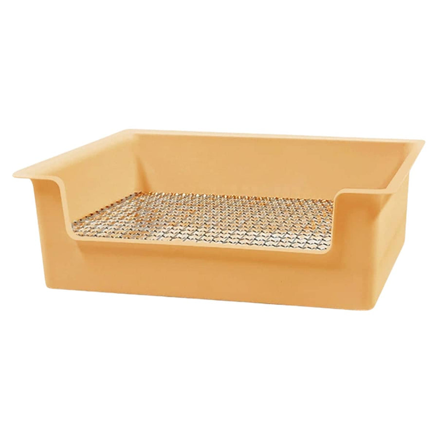 Rabbit Litter Tray with Stainless Steel Grate - Light Orange