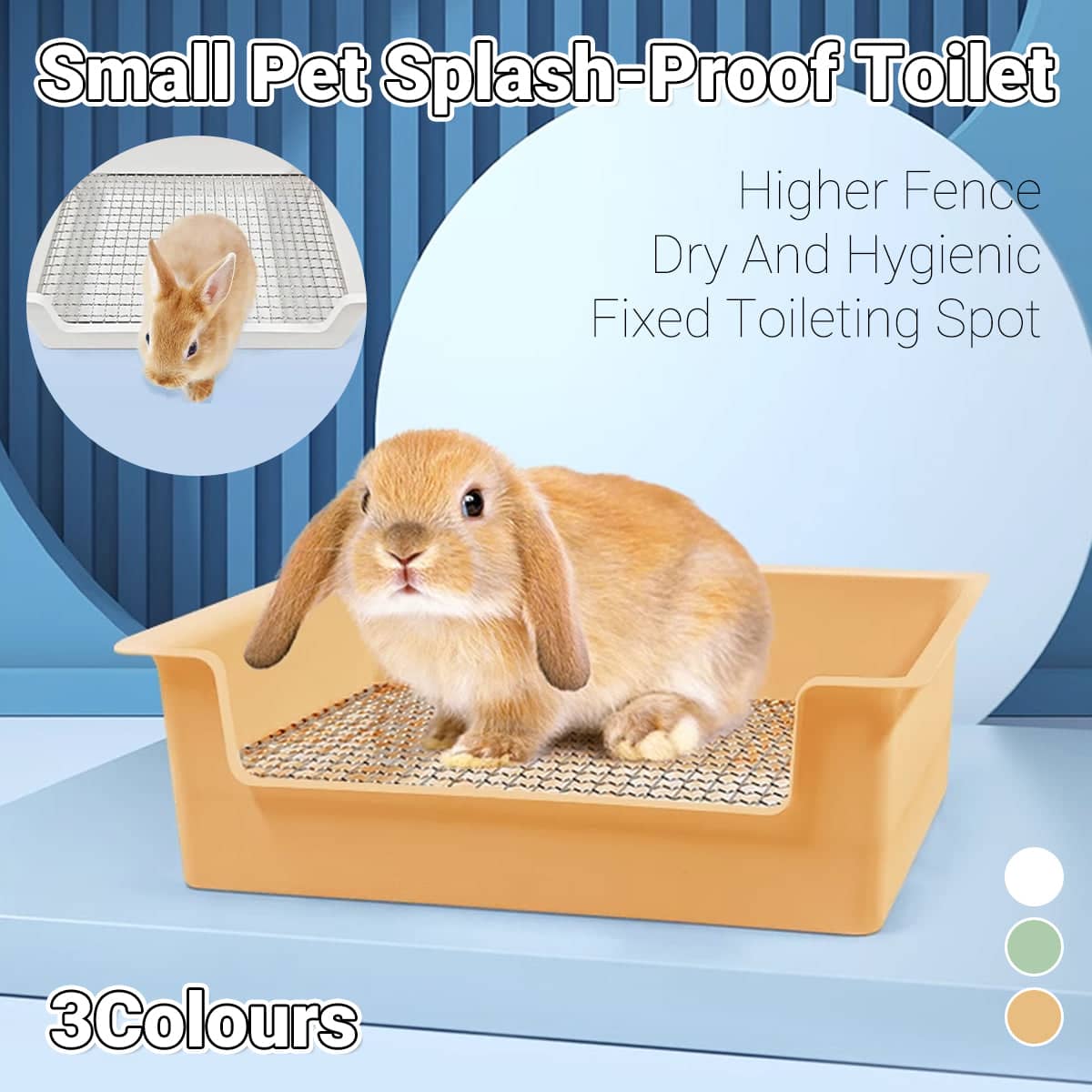 Rabbit Litter Tray with Stainless Steel Grate - Mint Green - view 2