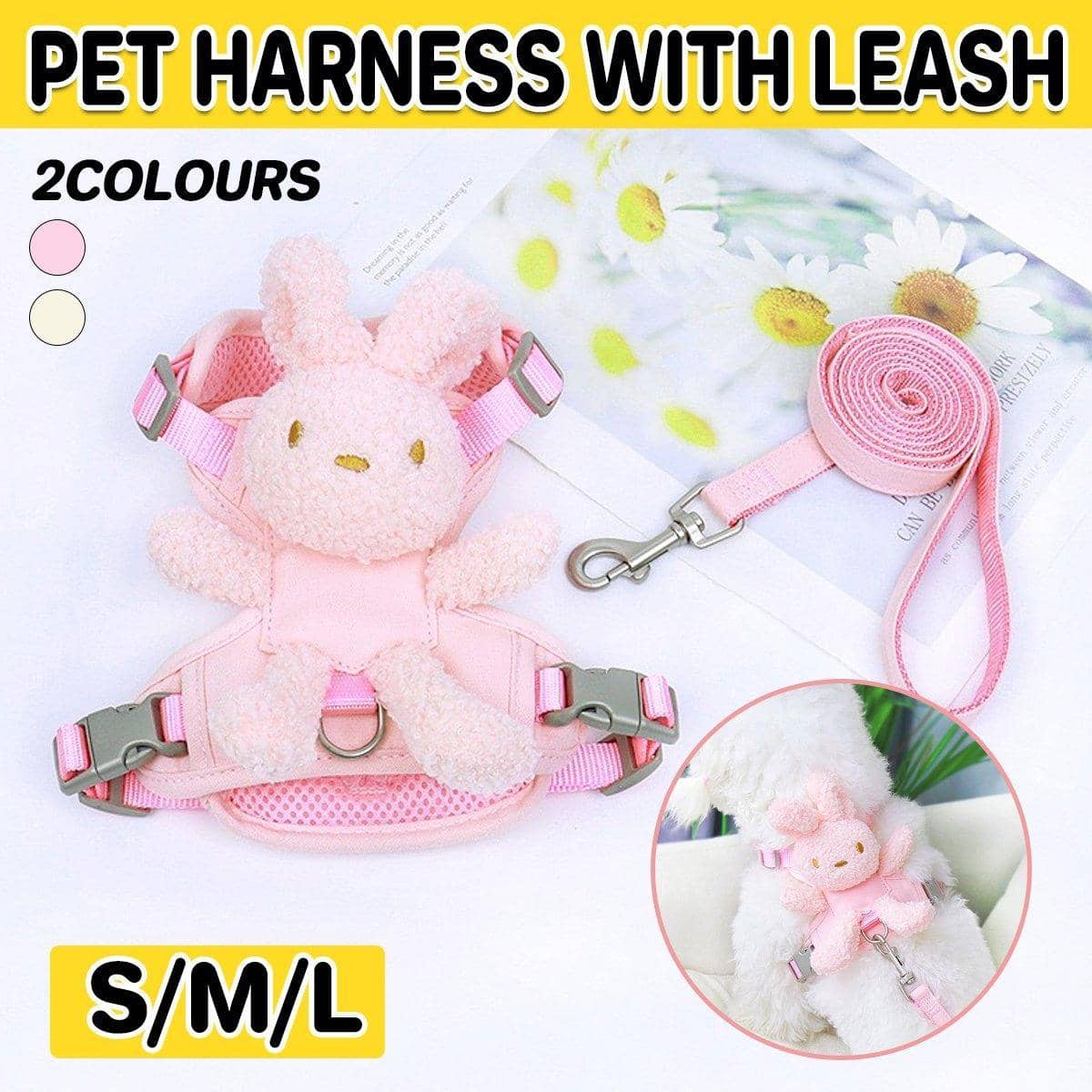 Rabbit Pet Harness and Lead - Beige, Medium (Chest 43 cm, Neck 38 cm) - view 2
