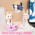 Rabbit Phone Holder Resin Desktop Stand - White - view 2