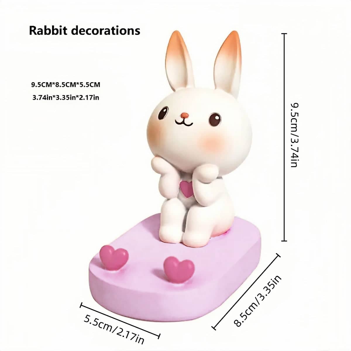 Rabbit Phone Holder Resin Desktop Stand - White - view 4