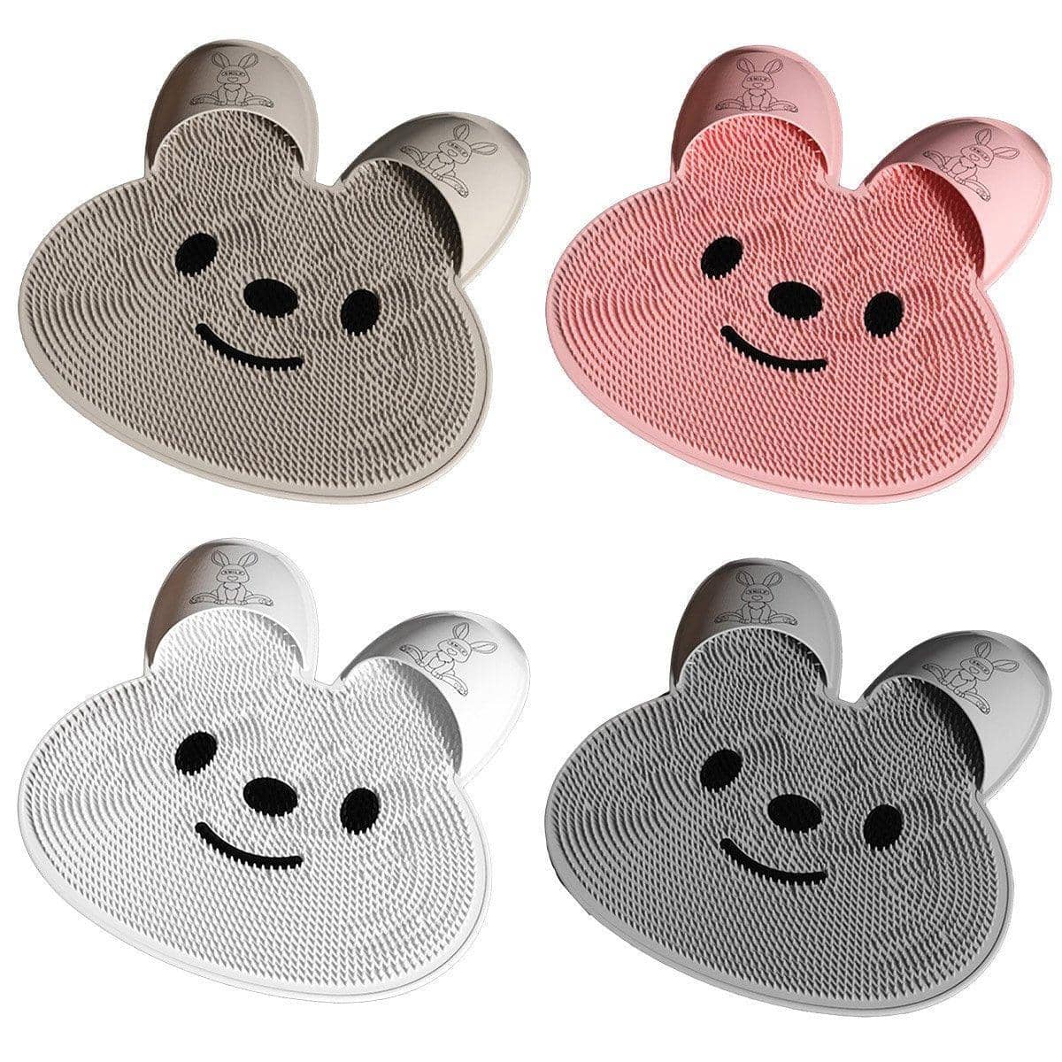 Rabbit Silicone Foot Scrubber Mat with Suction Cups - Grey - view 3