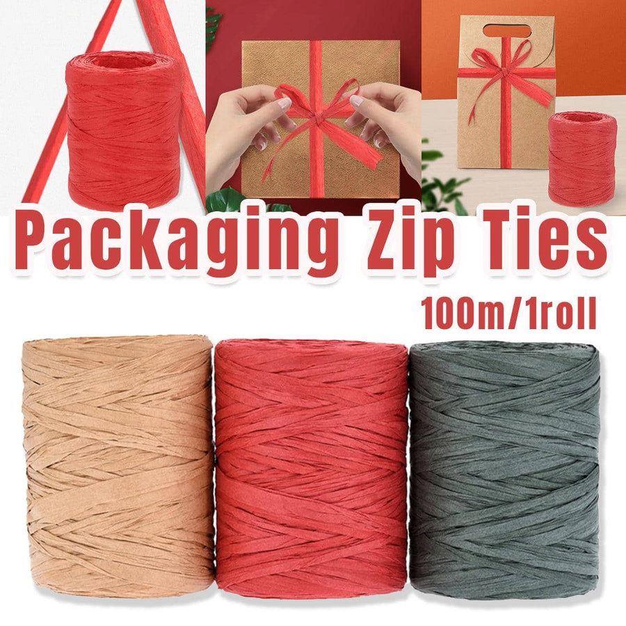 Raffia Paper Rope Pack of 3 Rolls, 100 m Each, in Red, Green and Natural Beige