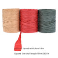 Raffia Paper Rope Pack of 3 Rolls, 100 m Each, in Red, Green and Natural Beige - view 3