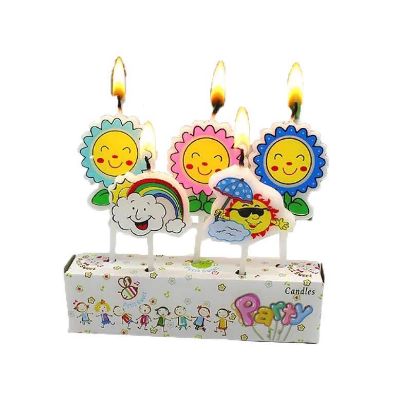 Rainbow and Smiling Face Birthday Cake Candles - Sunshine Design