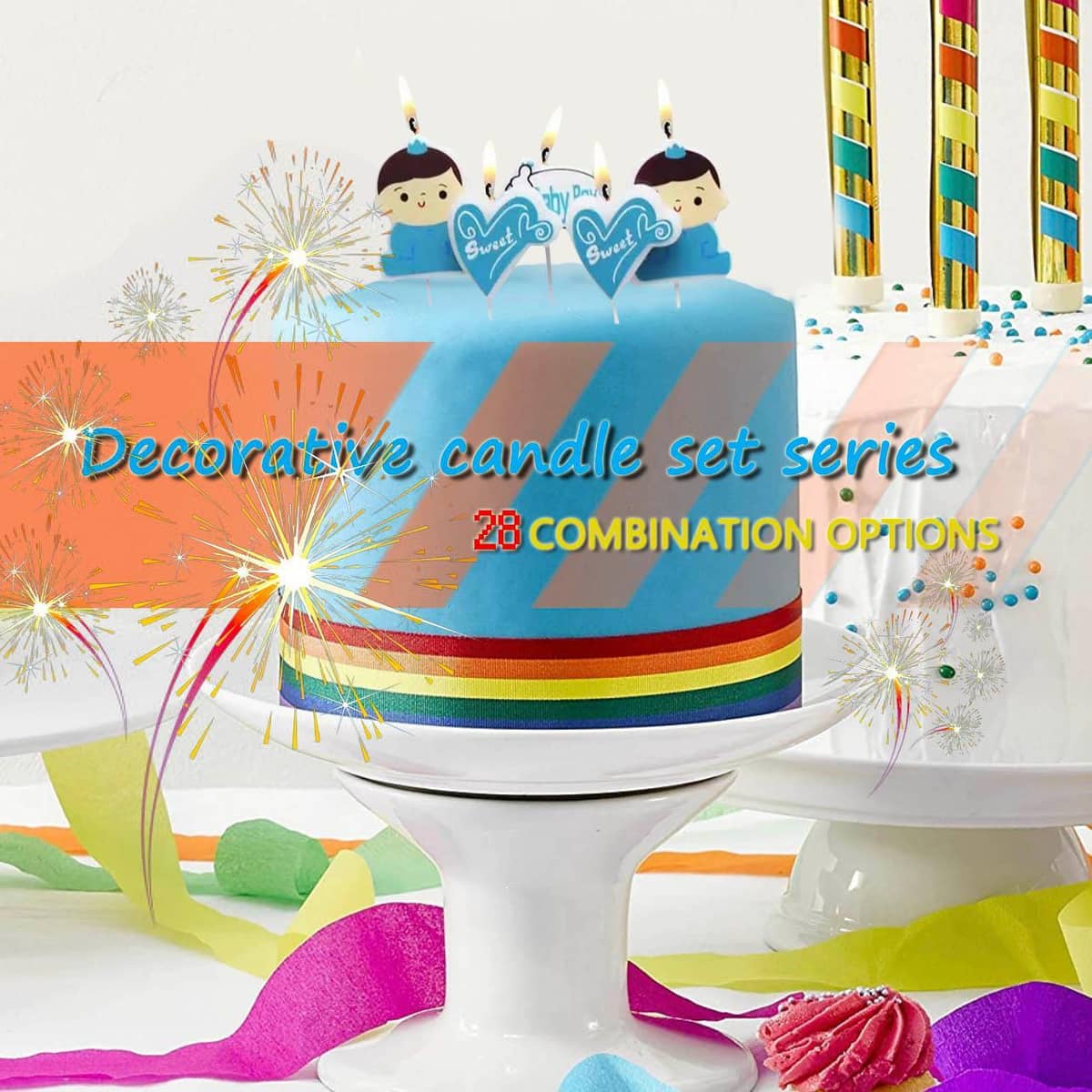Rainbow and Smiling Face Birthday Cake Candles - Sunshine Design - view 2