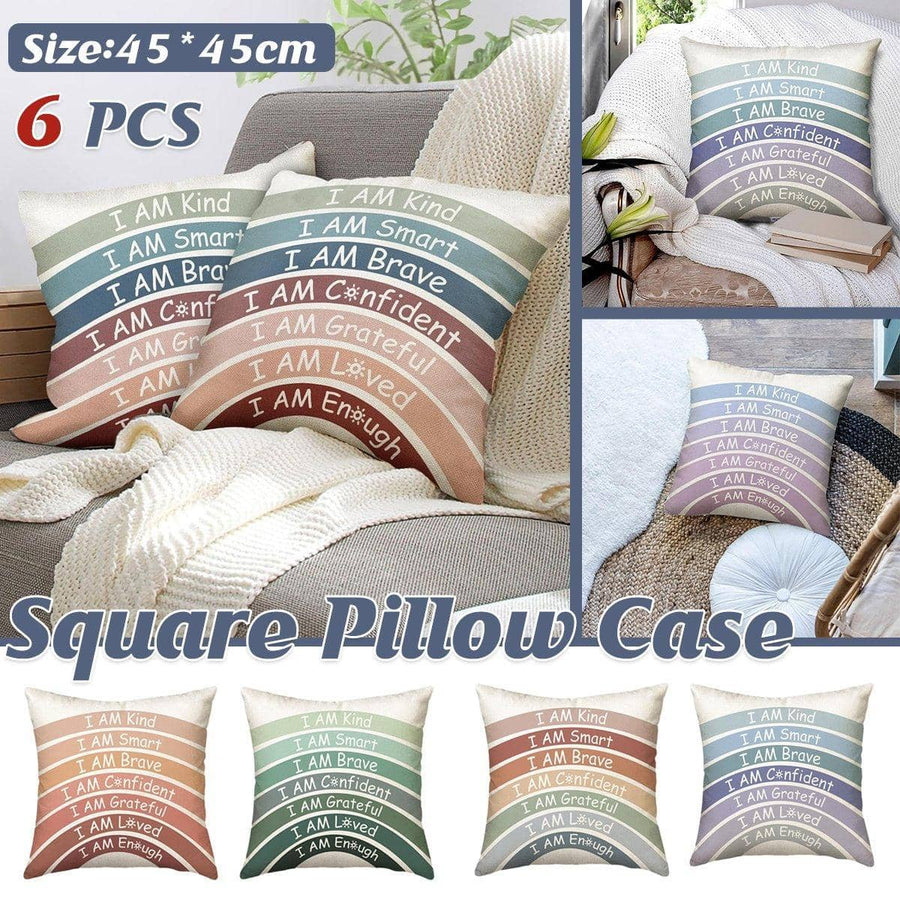 Rainbow Boho Inspirational Cushion Covers, Pack of 6, 45 x 45 cm