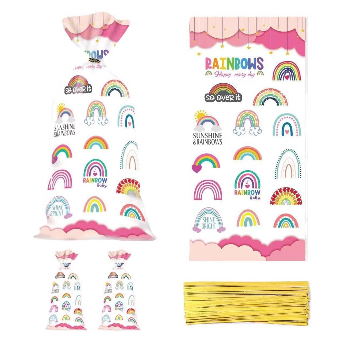 Rainbow Candy Gift Bags for Party Favors, Pack of 150 - view 2