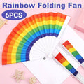Rainbow Folding Hand Fans, Pack of 6