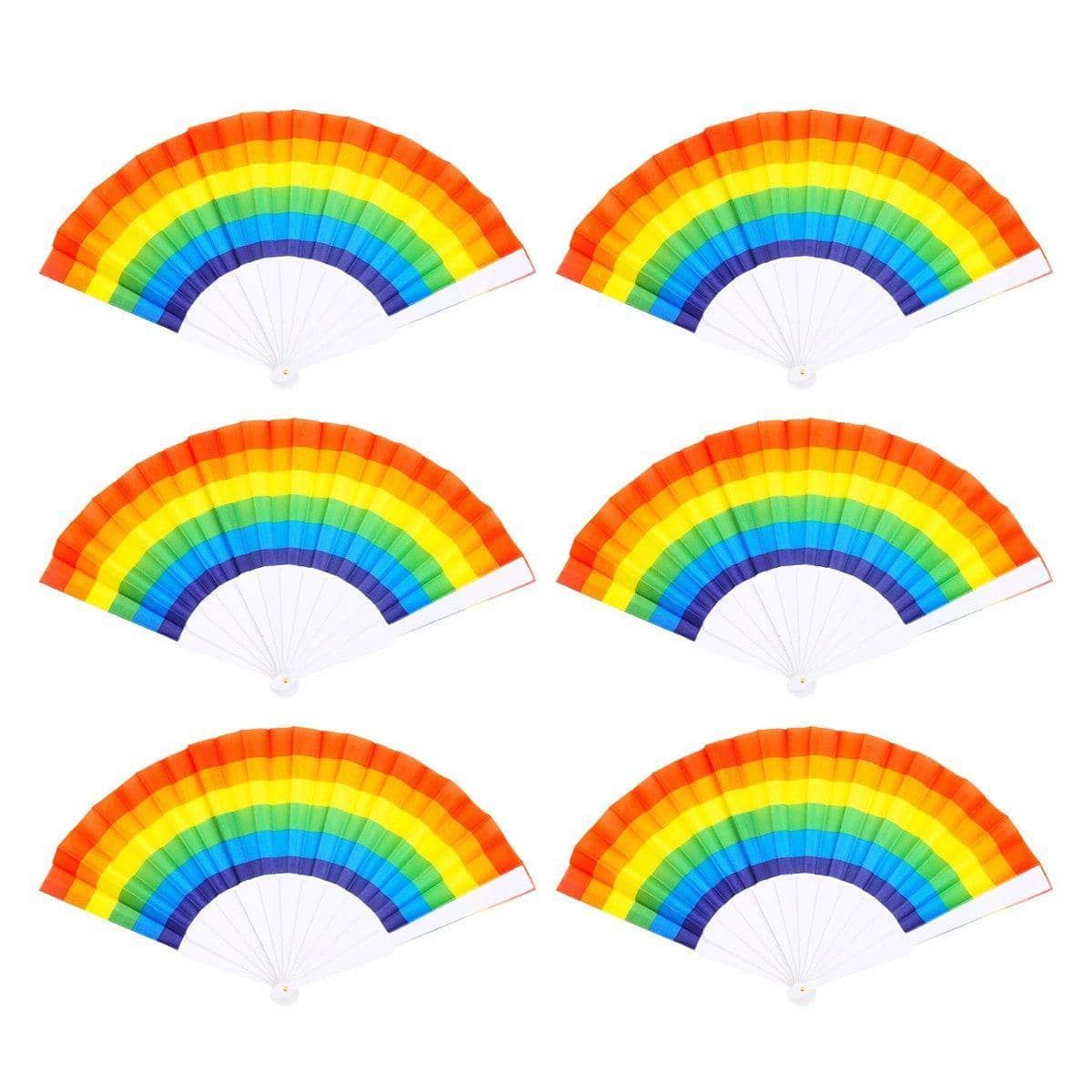Rainbow Folding Hand Fans, Pack of 6 - view 2