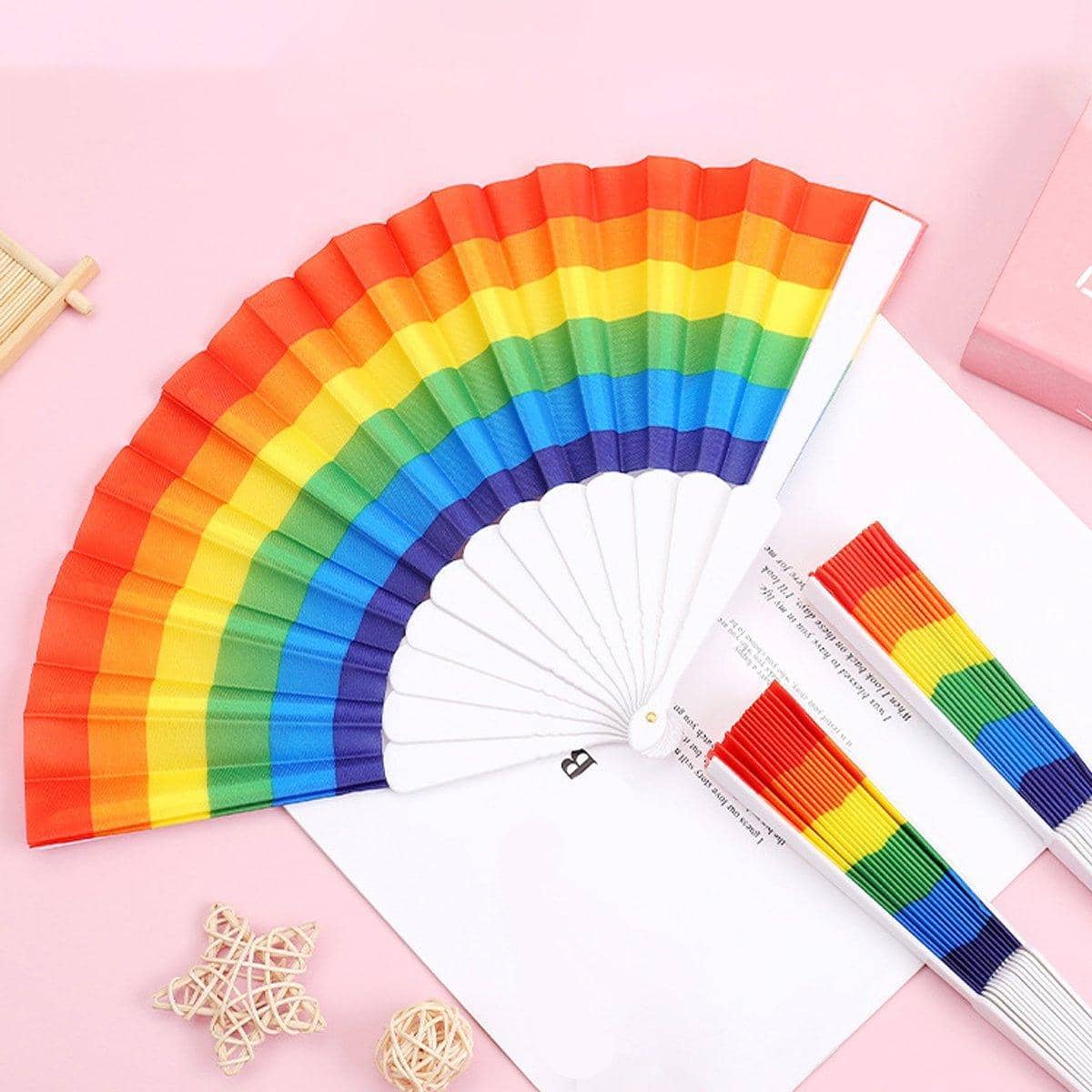 Rainbow Folding Hand Fans, Pack of 6 - view 4