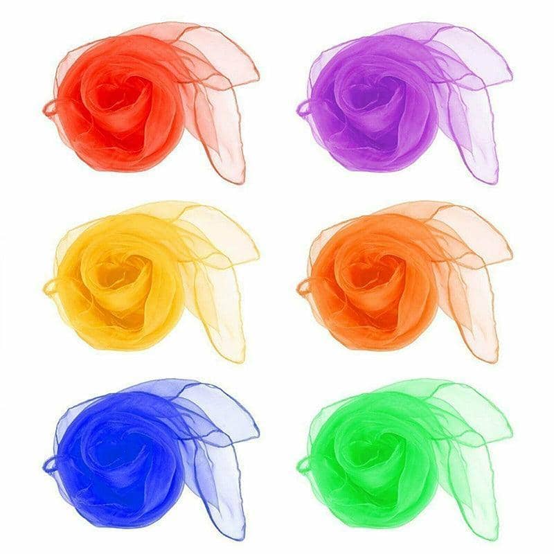 Rainbow Gradient Juggling Silk Scarves for Dance and Magic Tricks, Pack of 12 - view 2