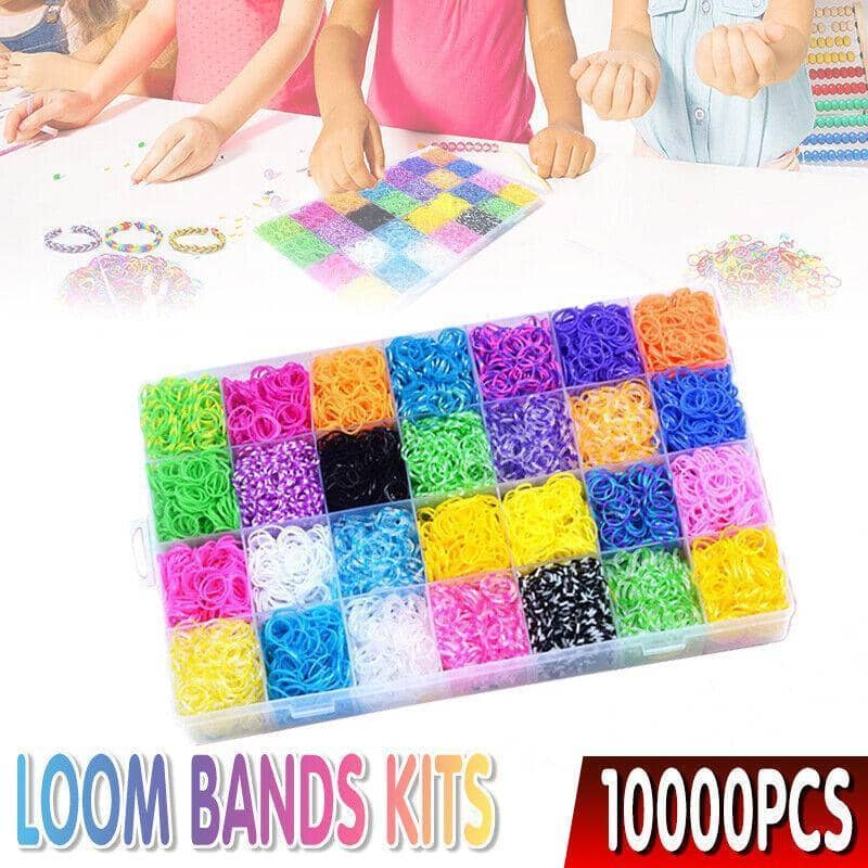 Rainbow Loom Band Bracelet Making Kit with Beads and Charms, 10,000 Piece Set